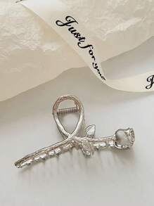 1 件銀色玫瑰花爪夾優雅時尚金屬髮夾 - 銀色 - 查看 6