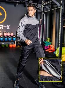 Traje Sauna Ligero Para Hombres, Chaqueta Con Capucha Para Sudar En Ejercicios Y Pérdida De Peso (incluye Una Chaqueta Con Capucha Y Pantalones Para Ejercicios Profesionales) - Gris - Ver 2