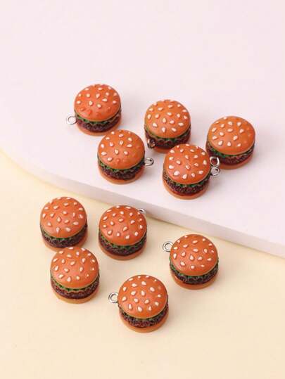 10pcs/set Polyresin Simulation Food Hamburger DIY Pendant For Women For DIY Jewelry Making