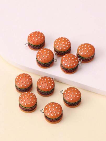 10pcs/set Polyresin Simulation Food Hamburger DIY Pendant For Women For DIY Jewelry Making