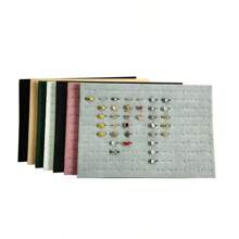 100 個插槽戒指展示墊戒指收納道具珠寶托盤內襯珠寶盒插墊 Diy 海綿墊 33.5*22.5*1 厘米 - 杏色織物 - 查看 3