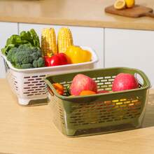 1 個雙層水果/蔬菜清洗籃多用途廚房過濾器顏色隨機 - 彩色 - 查看 9