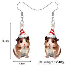 亞克力創意聖誕倉鼠掛墜耳環,可愛動物首飾,女孩、兒童禮品飾品 - 棕色 - 查看 5