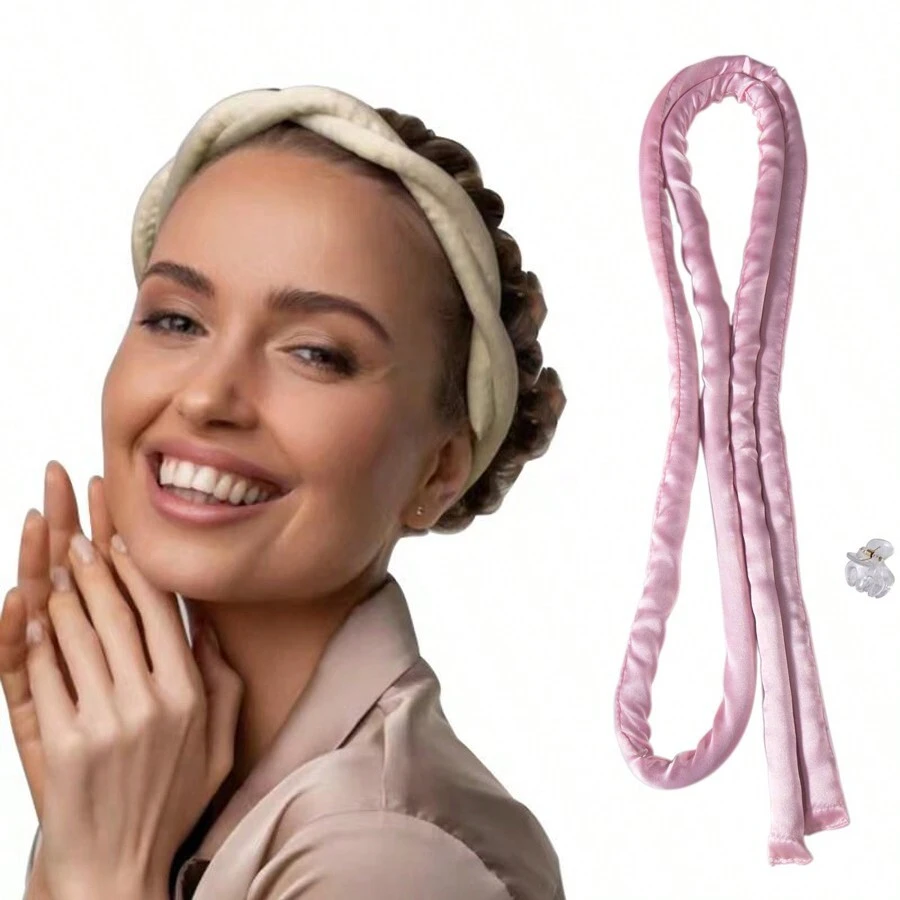1pc No Heat Sleep Roller Hair Curler, Wave Curling Stick, Design & Change Your Hairstyle Anytime, Anywhere - Pink - View 1