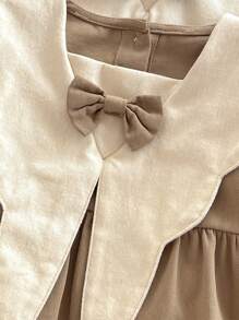 Baby Girl Vintage Academy Style Princess Dress With Willow Leaf Bowknot, Spring And Autumn Back To School Season