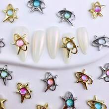 10入組隨機混合設計行星形指甲藝術裝飾品,diy必備 - 彩色 - 查看 1