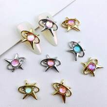 10入組隨機混合設計行星形指甲藝術裝飾品,diy必備 - 彩色 - 查看 4