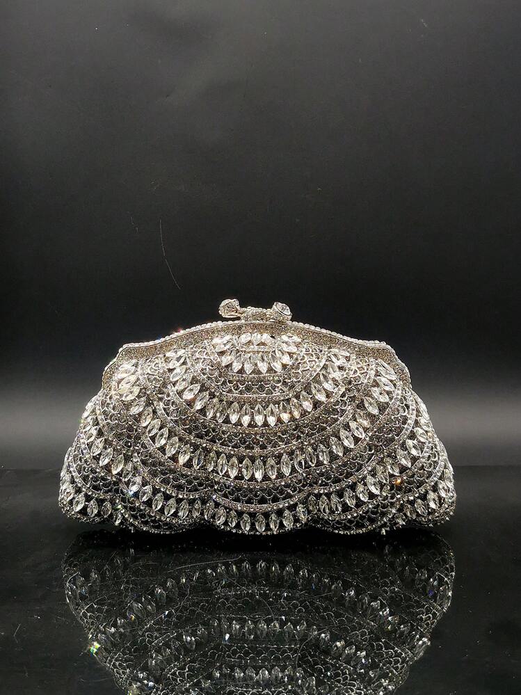 Larcenciel Pochette Donna, Pochette Argento Cerimonia in Paillettes Scintillanti con Catena Staccabile, Elegante Borsa da Sera, Borsa Tracolla Donna Busta per Matrimoni, Feste, Cocktail, 22x5x12cm