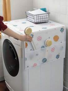 1 Piece Of Refrigerator Dust Cover, Multifunctional Waterproof Storage Hanging Bag Dustproof Cloth, Household Refrigerator And Washing Machine Cover Top Cover, Simple And Fashionable Shape, High-End Fabrics, Elegant Colors, Multi-Purpose Cover, Suitable For Single/Double Refrigerators Or Washing Machines, Waterproof And Anti-Fouling, Pocket Design On Both Sides, Material PEVA For School,Office,Household,Travel,Bag,Organizer,Storage
