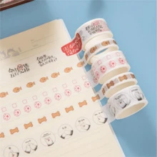 5 捲/套裝飾膠帶和貼紙適用於日記、ins、可愛的新手帳本配件、卡通漫畫 Diy 貼紙等。 - 5卷/裝 - 查看 2