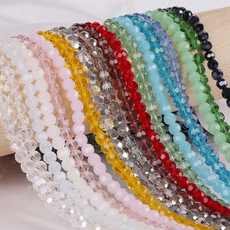 1 Strand 8mm 32-Facet Glass Crystal Flat Round Beads, Wheel Beads, Loose Beads For Diy Handmade Jewelry Making (Approx. 56 Pieces)