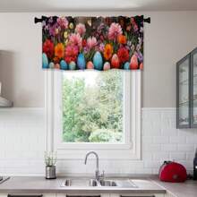 1片/2片咖啡廳窗簾巴黎春天花卉蛋椅墊窗簾,掛袋式鄉村短現代美學抽象窗簾,適用於廚房臥室學習咖啡廳客廳家庭等窗戶裝飾 - Flower Egg - 查看 7