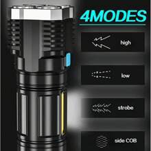 Lampara Led De Mano Recargable,linterna,mano,tactica,noctura - Negro - Ver 10