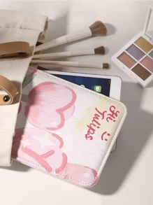 1入組簡約PU油畫鬱金香便攜式摺疊桌面梳妝鏡化妝鏡 - 粉色 - 查看 3