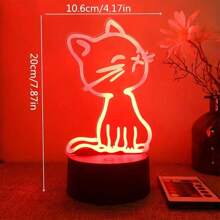 1pc Luminous 3d Desktop Night Light, Desk Lamp, Desktop Ornament, Lucky Cat Night Light, Holiday Gift - Black - View 3