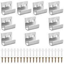 Pack Of 10 U Angle Brackets, Wall Mount Hooks, Heavy Duty, Ceramic Tiles, Wall Hooks, Flat J Hooks For Bathroom, Kitchen, Garage - Silver - View 1