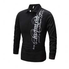 Playera Tipo Polo Manga Larga Moda Slim Fit Calidad - Negro - Ver 1