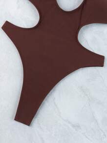1 bộ áo tắm liền thân gợi cảm bằng nylon dành cho nữ, màu nâu cà phê, kiểu dáng dây mảnh, hở lưng, thích hợp cho kỳ nghỉ hè ở bãi biển. - Cà phê nâu - Xem 7