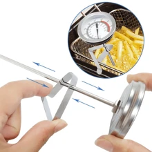 1件装，油炸温度计，带夹子的油炸火鸡温度计，最佳专业厨房炸锅温度计，不锈钢煎炸油温度计，用于糖果和肉类烹饪的食品温度计，厨房配件，返校用品 - 銀色 - 查看 3