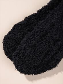 5 雙裝男用珊瑚絨保暖毛絨長襪適合秋冬日常穿著 - 黑色 - 查看 5