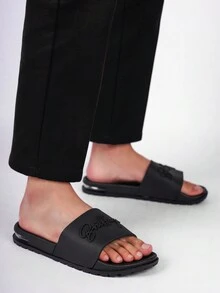 New Model 2023 Fashionable Men's Outdoor Simple Style Anti-Slip, Wear-Resistant, Lightweight And Comfortable Rubber Bottom Slipper - Black - View 2