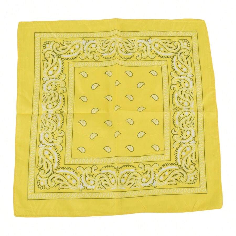 A Polyester Paisley Scarf For Women Hip Hop Hijab Multi-Functional Cycling Mask Printed Small Square - Yellow - View 1