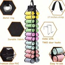 Multifunctional 24 Grid Door Hanging Organizing Bag For Towels, Clothes, Yoga Pants, Accessories, Transparent Clear - Black - View 3