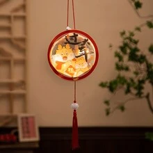 1組龍年燈籠diy花燈籠手持發光宮燈元旦玩具禮物吉祥物氣氛玩具（附電池） - 彩色 - 查看 4