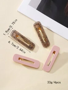 2入組隨機可愛時尚女士/女孩髮夾 - 粉色 - 查看 4