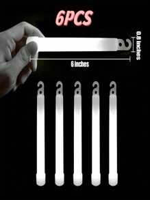 (6 件裝)成人發光棒派對用品 - 6 英寸散裝發光棒派對禮品,在黑暗中發光派對裝飾品,防水無毒發光項鍊 - 白色 - 查看 3