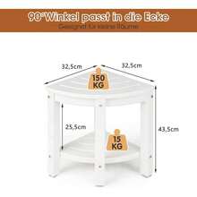 Corner Bathroom Stool With Shelf, Shower Bench Fan Shape, Shower Stool For Bathroom, Balcony, Load Capacity Up To 150 Kg - 白色 - 查看 2