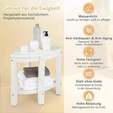 Corner Bathroom Stool With Shelf, Shower Bench Fan Shape, Shower Stool For Bathroom, Balcony, Load Capacity Up To 150 Kg - 白色 - 查看 3