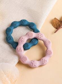 2入組帶環設計的矽膠紓壓咬咬玩具,適用於嬰幼兒 - 彩色 - 查看 3