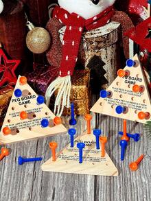 1 件木制三角钉游戏三角木制棋盘游戏家庭棋盘游戏木制策略玩具旅行游戏趣味拼图适合青少年和成人 - 彩色 - 查看 2