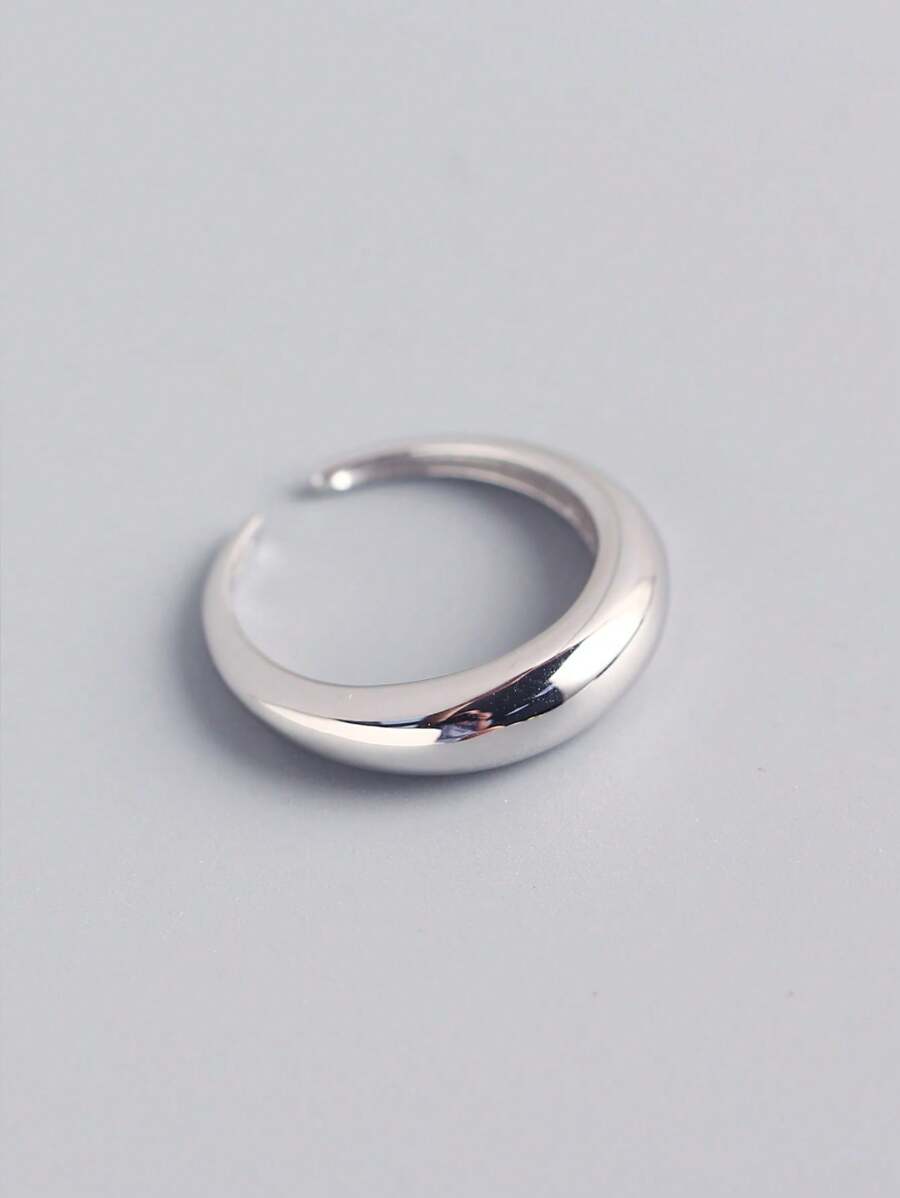 1pc S925 Sterling Silver Simple Style Ring - Silver - View 1