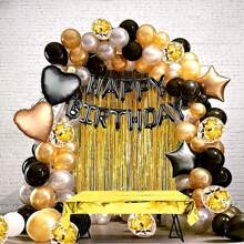 Kit Decoración De Globos Para Cumpleaños Eventos Fiestas - Negro - Ver 2