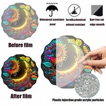 1入太陽和月亮圖案花園掛飾裝飾,丙烯酸太陽捕手牆窗院樹裝飾品,適用於室內外家居裝飾 - 彩色 - 查看 4