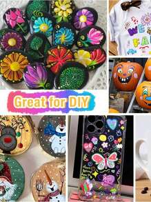 壓克力顏料筆記號筆永久 12 色細尖油漆筆用於岩畫木玻璃布紙陶瓷石工藝品成人學生生日聖誕禮物女孩男孩 - 白色 - 查看 6