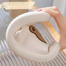 Preppy Flip Flops With Letter Print Cartoon Bear Pattern Slippers - White - View 4