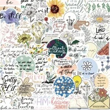 50入組經文貼紙,貼紙,可貼於筆記型電腦、水壺、行李箱等物品上 - 彩色 - 查看 1