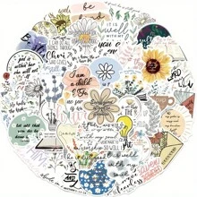 50入組經文貼紙,貼紙,可貼於筆記型電腦、水壺、行李箱等物品上 - 彩色 - 查看 5