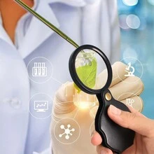 6入裝摺疊式小型口袋放大鏡,10倍兒童小放大鏡,閱讀輔助放大鏡,口袋放大鏡,用於閱讀書籍,檢查卡片,手工藝（50毫米,黑色） - 黑色 - 查看 7