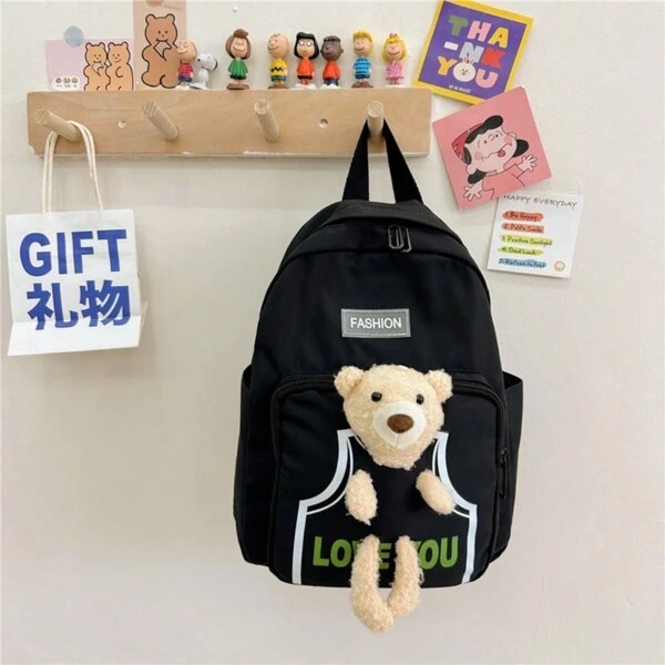 Bolsa Ling Mochila Infantil Feminina Pequena com Decoração de Urso Ursinho Mochila Fofa Casual Menina