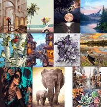 1 Pieza Pintura Al Óleo Digital Con Patrón Aleatorio, Una Imagen Enviada Al Azar - Multicolor - Ver 1