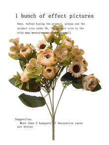 1入/束秋季優美的玫瑰款式人造花,共15朵花,歐式風格,適用於戶外花園、婚禮、草坪diy裝飾 - 香檳色 - 查看 6