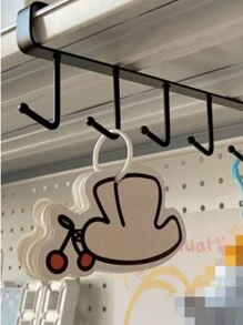 1入衣櫃隔板掛鉤,掛在門上的長排包掛,宿舍房間儲物組織器,帽子牆掛掛架,儲物掛勾 - 黑色 - 查看 1