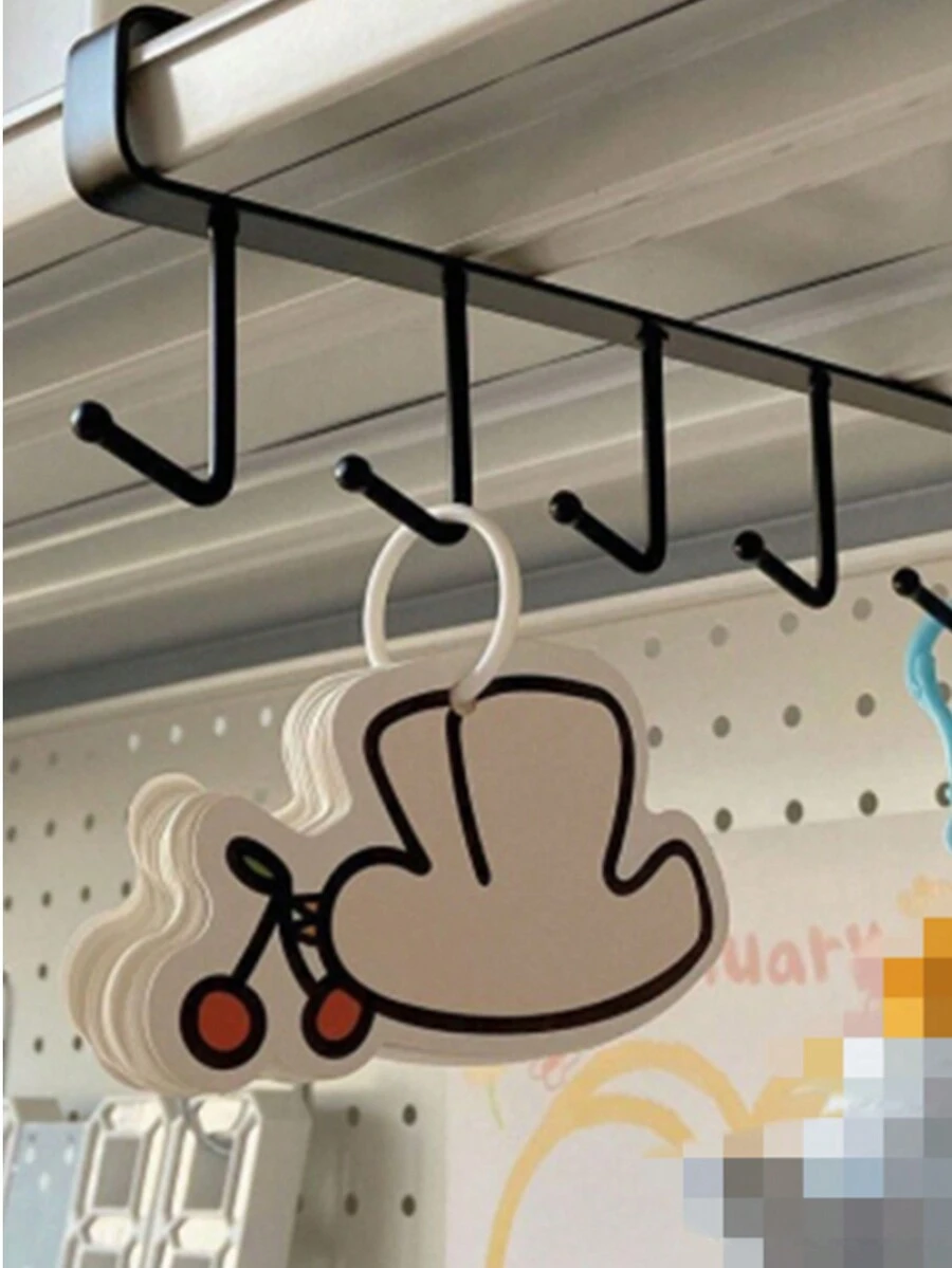1入衣櫃隔板掛鉤,掛在門上的長排包掛,宿舍房間儲物組織器,帽子牆掛掛架,儲物掛勾 - 黑色 - 查看 1