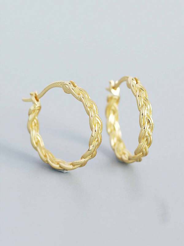 أقراط طوق ملفوفة الفضة الاسترليني