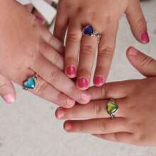 1 件心情石女式心形戒指,新娘婚禮訂婚週年紀念禮物,溫度敏感寶石首飾 - 銀色 - 查看 3