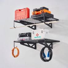 2PCS 3x2 Ft Garage Storage Shelving Wall Mounted Heavy Duty Shelves Rack - Black - View 2